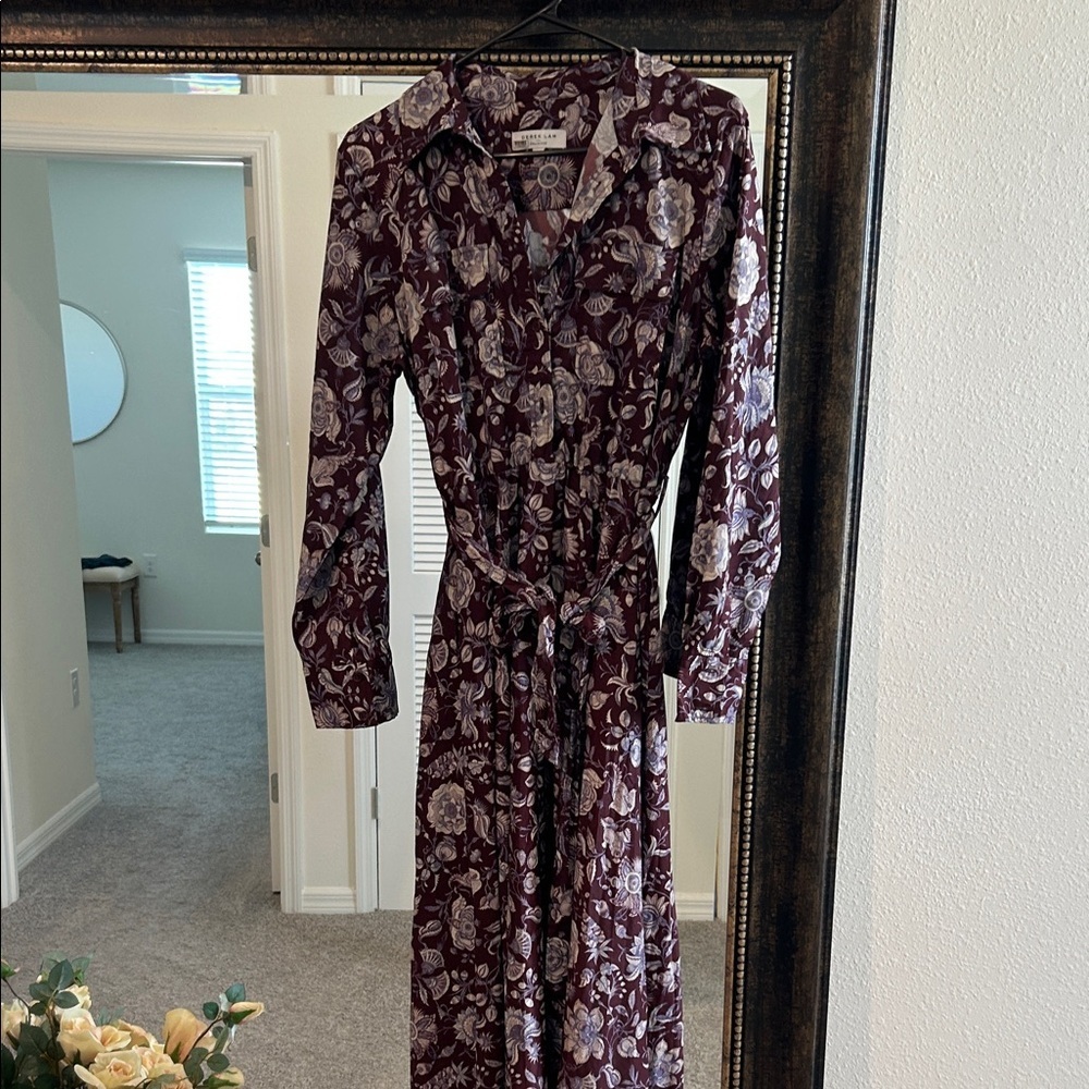 Derek Lam Purple Floral Long Sleeve Dress *torn* - Picture 2 of 14